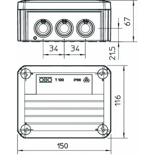 OBO Kabelabzweigkasten T100 151x117mm lichtgrau – Bild 2