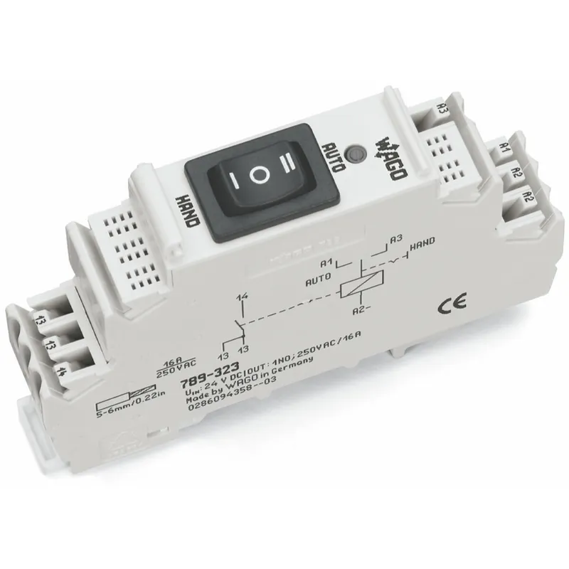 WAGO Schaltrelaisbaustein 789-323 24VDC 1S Hand-0-Automatik-Ums.