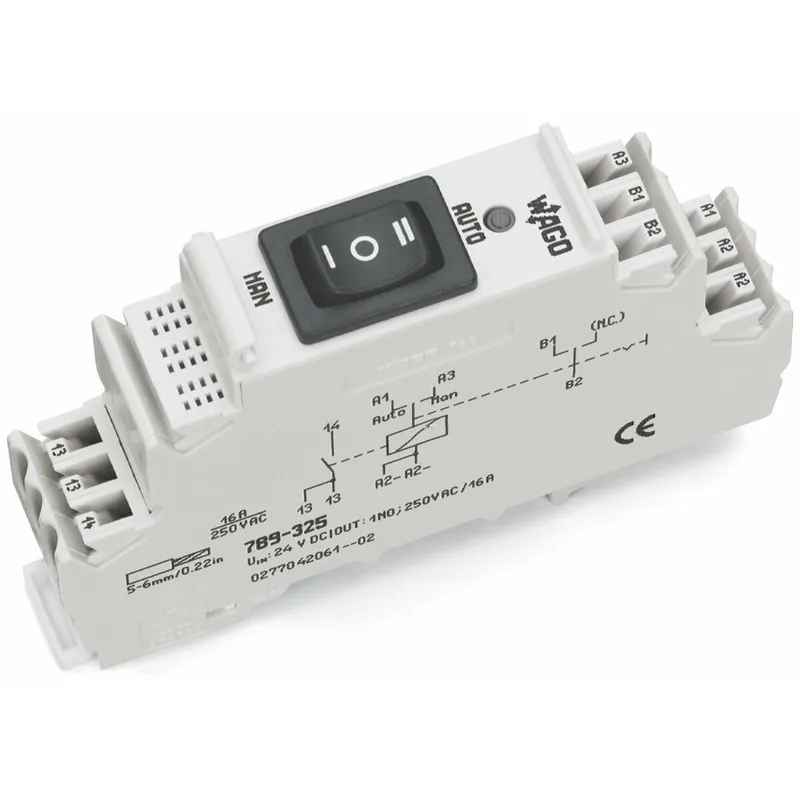 WAGO Schaltrelaisbaustein 789-325 24VDC 1S Hand-0-Automatik-Ums.