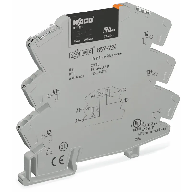 WAGO Stecksockel mit Relais 857-724 6mm 24VDC/24VDC/2A
