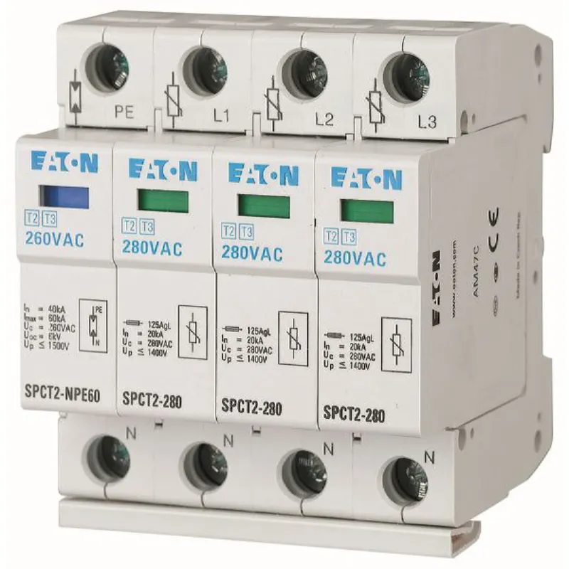 Eaton Electric Überspannungsableiter SPCT2-280/3 steckbar 3p+N 280VAC 20kA