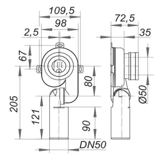 Dallmer Urinal Absaug-Sifon HL 430 DN 50, 0-90 Gr. verstellbar – Bild 2