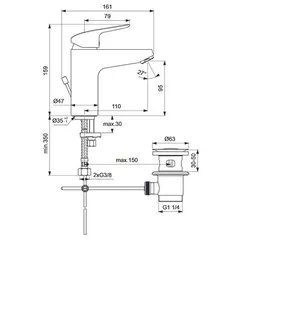 Ideal Standard CeraFlex Waschtischarmatur Grande, mit Ablaufgarnitur – Bild 2