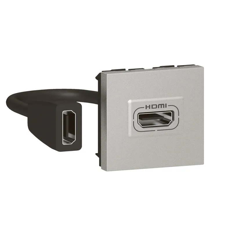 Legrand Anschlusseinheit Mosaic HDMI 2.0 vorv.2mod m.Kabel alu
