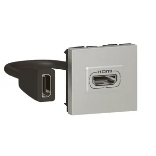 Legrand Anschlusseinheit Mosaic HDMI 2.0 vorv.2mod m.Kabel alu