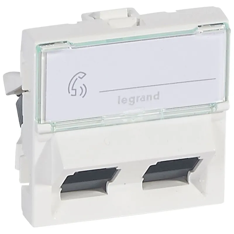 Legrand Steckdose Mosaic 2-f.RJ45 45° Kat 6 UTP 2-mod.uws