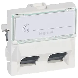 Legrand Steckdose Mosaic 2-f.RJ45 45° Kat 6 UTP 2-mod.uws