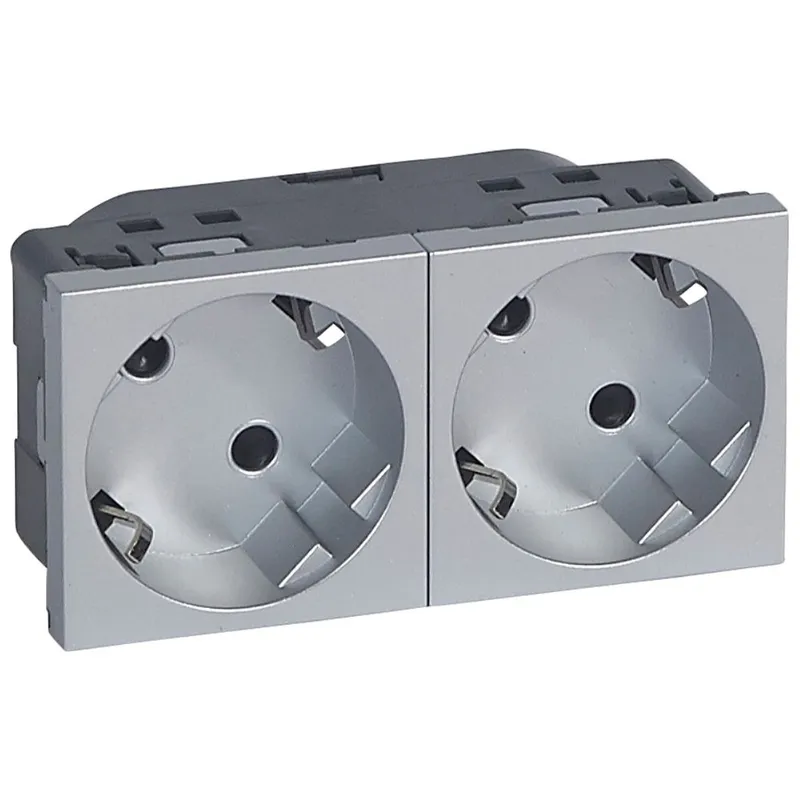 Legrand SCHUKO-Steckdose 079282 MSC 2f 45° 4mod alu