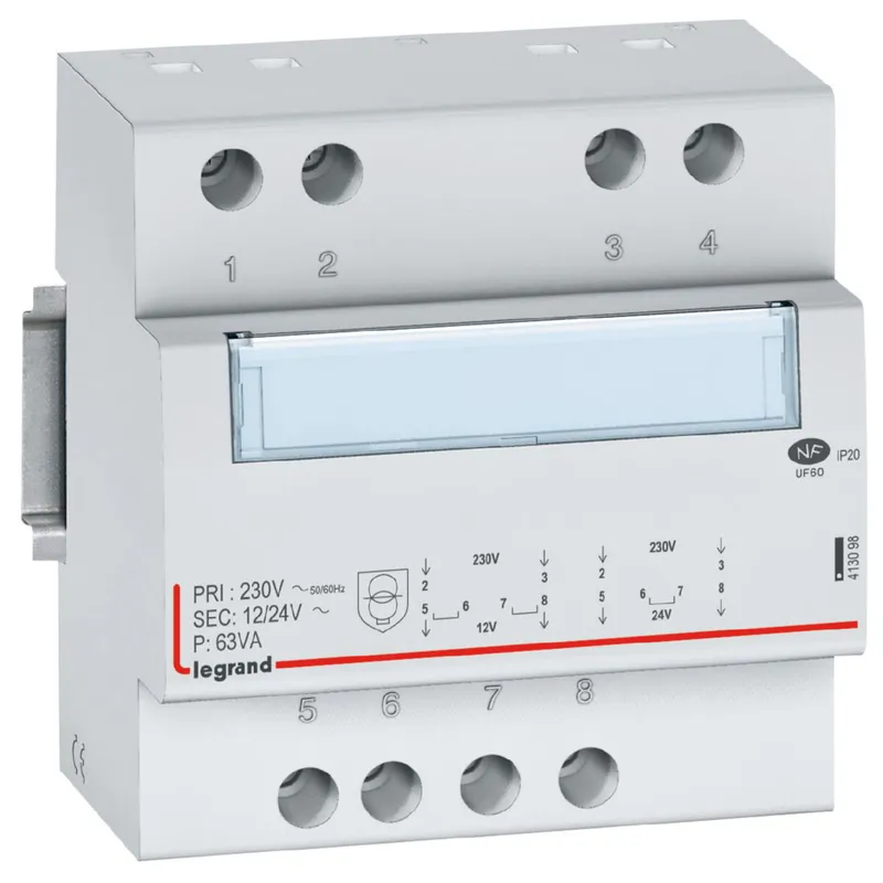 Legrand Sicherheitstransformator SI P:230V/50Hz S:12VAC o.24VAC 63VA 5TE
