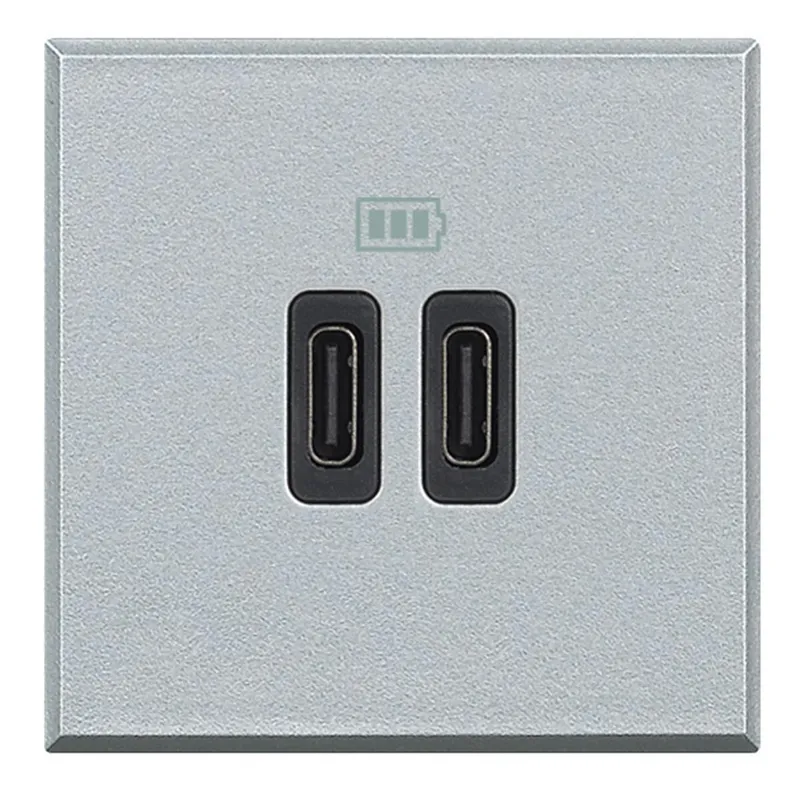 Bticino Netz-/Ladeteil Axolute USB C 2-modulig Aluminium