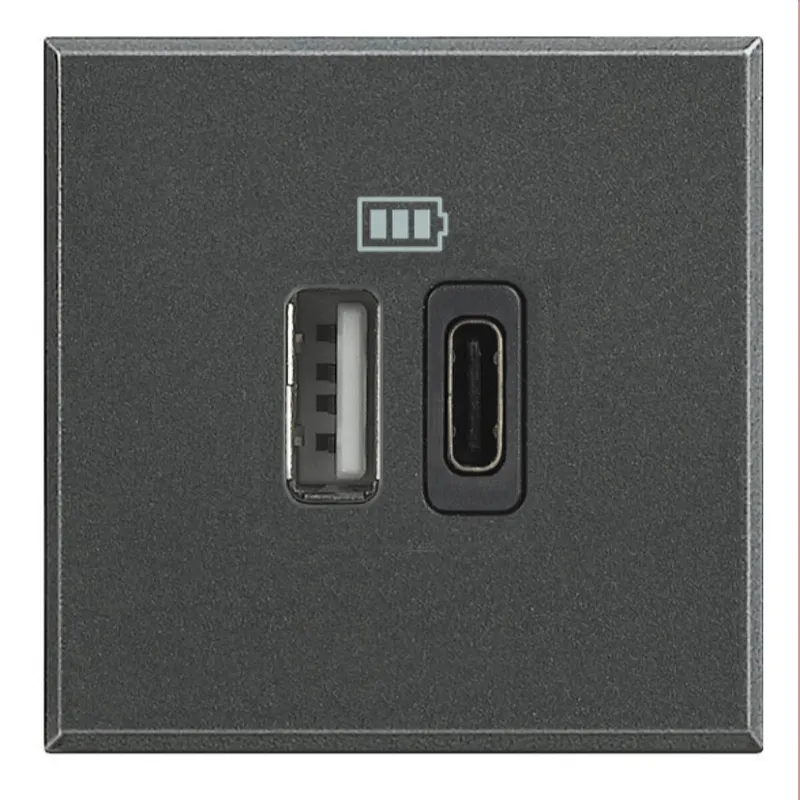 Bticino Netz-/Ladeteil Axolute USB A+C 2-modulig Anthrazit