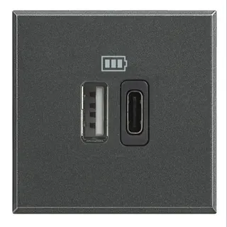 Bticino Netz-/Ladeteil Axolute USB A+C 2-modulig Anthrazit