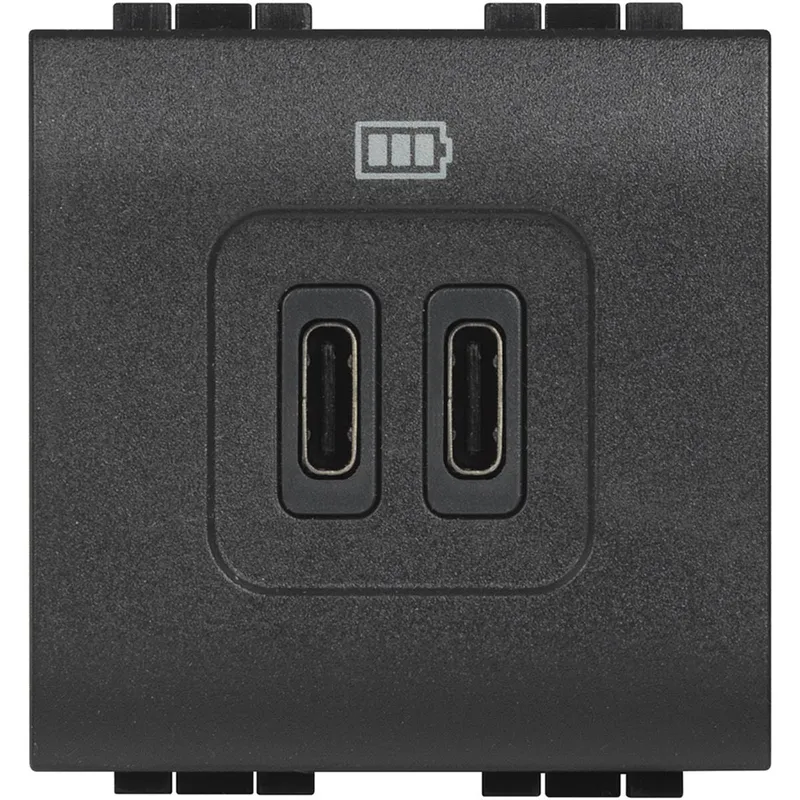 Bticino Netz-/Ladeteil LivingLight USB C 2-modulig Anthrazit