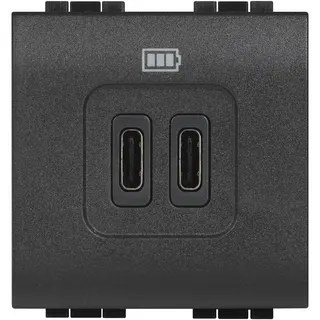 Bticino Netz-/Ladeteil LivingLight USB C 2-modulig Anthrazit