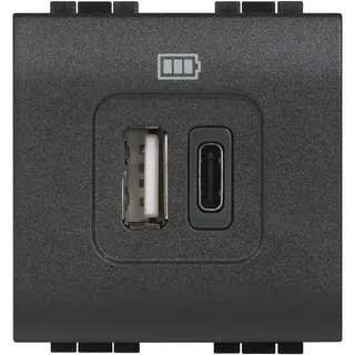 Bticino Netz-/Ladeteil LivingLight USB A+C 2-modulig Anthrazit