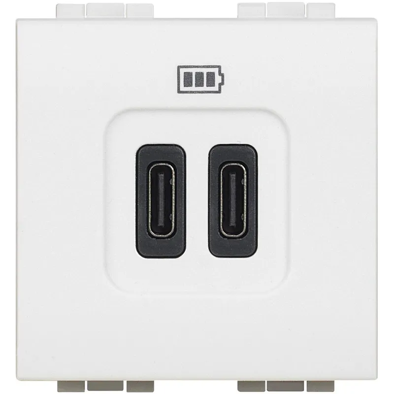 Bticino Netz-/Ladeteil LivingLight USB C 2-modulig Weiß