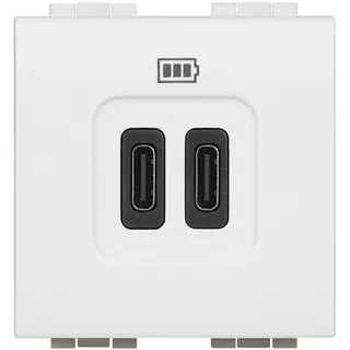 Bticino Netz-/Ladeteil LivingLight USB C 2-modulig Weiß