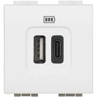 Bticino Netz-/Ladeteil LivingLight USB A+C 2-modulig Weiß