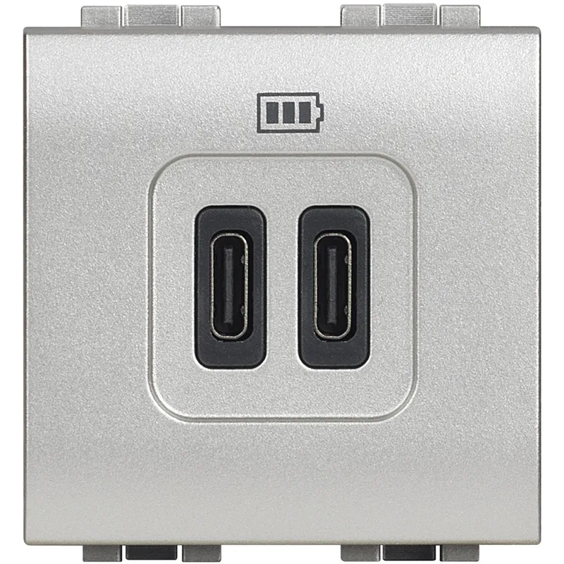 Bticino Netz-/Ladeteil LivingLight USB C 2-modulig Tech