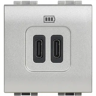 Bticino Netz-/Ladeteil LivingLight USB C 2-modulig Tech