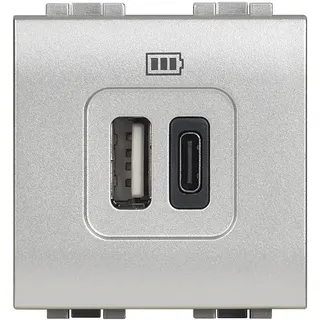 Bticino Netz-/Ladeteil LivingLight USB A+C 2-modulig Tech
