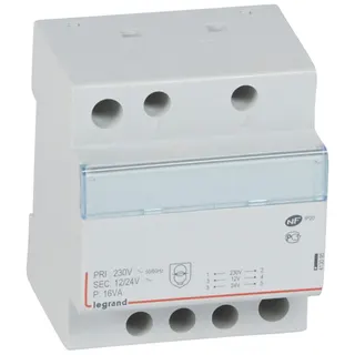 Legrand Sicherheitstransformator SI P:230V/50Hz S:12VAC o.24V AC 16VA 4TE