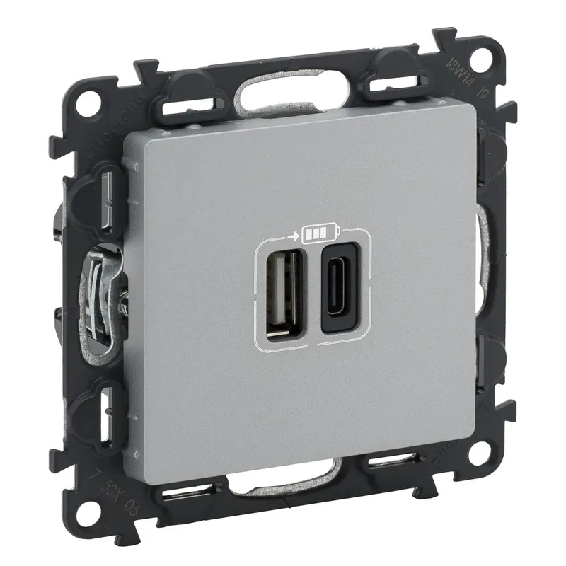 Legrand 753306 VLIFE 2xUSB-A+C 2MOD 3A AL