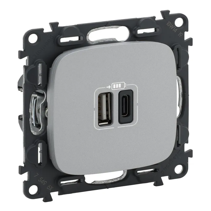 Legrand 754967 VALLURE 2xUSB-A+C 2MOD 3A AL