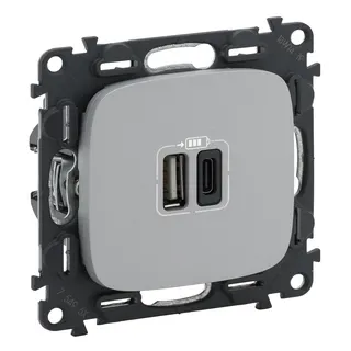 Legrand 754967 VALLURE 2xUSB-A+C 2MOD 3A AL
