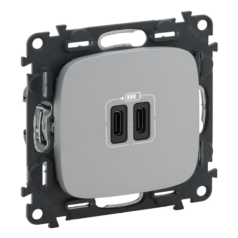 Legrand 755347 VALLURE 2xUSB-C 2MOD 3A AL