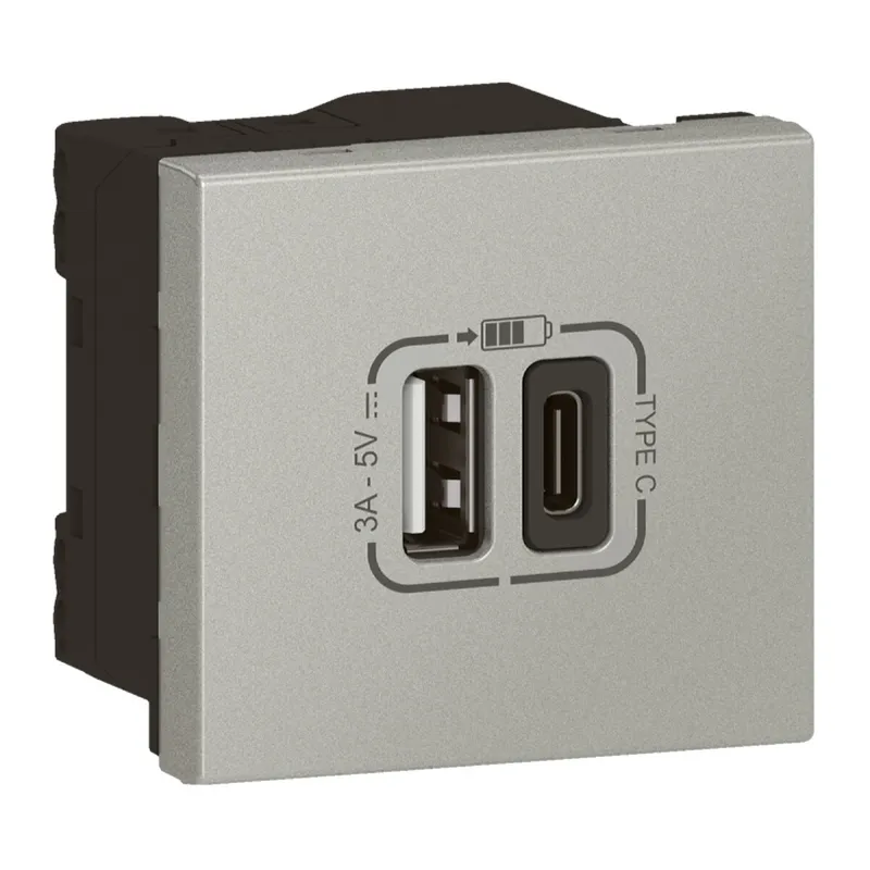 Legrand Steckdose Mosaic USB Typ-A+C LINK 2-mod.3A alu