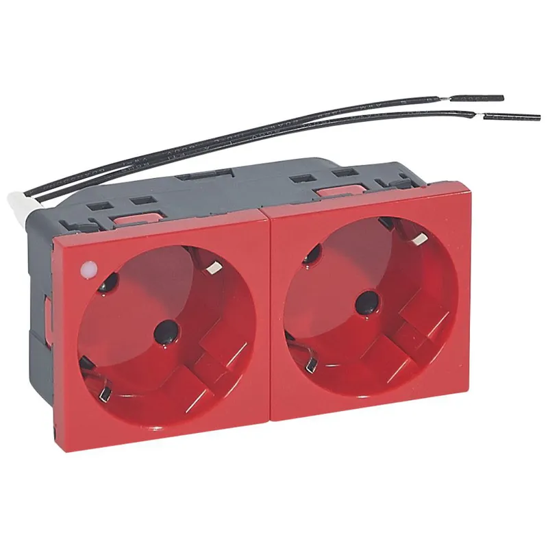 Legrand SCHUKO-Steckdose 077291 MSC 2-FACH 45° BEL.SL rot