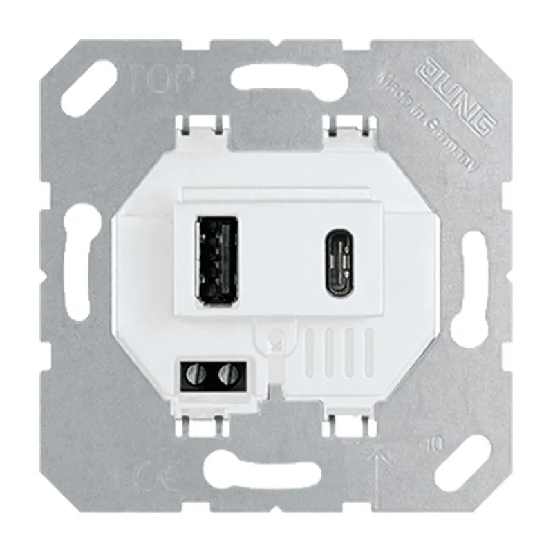 Jung USB-Ladegerät, 1 x Typ A + 1 x Typ C, alpinweiß USB15CAWW