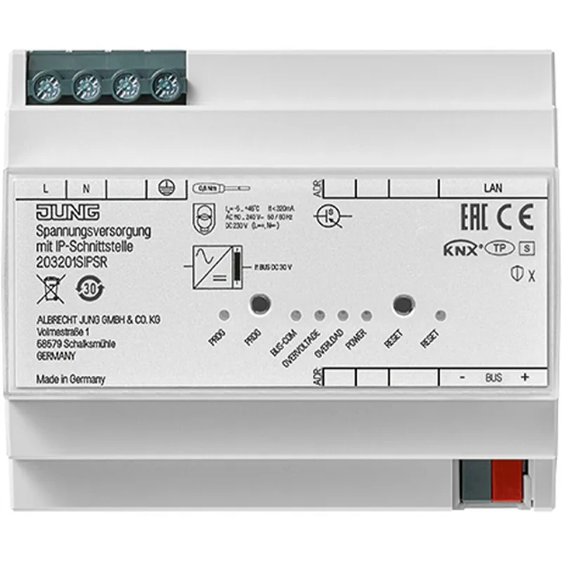 Jung KNX Spannungsversorgung mit IP-Schnittstelle, 320 mA 203201SIPSR