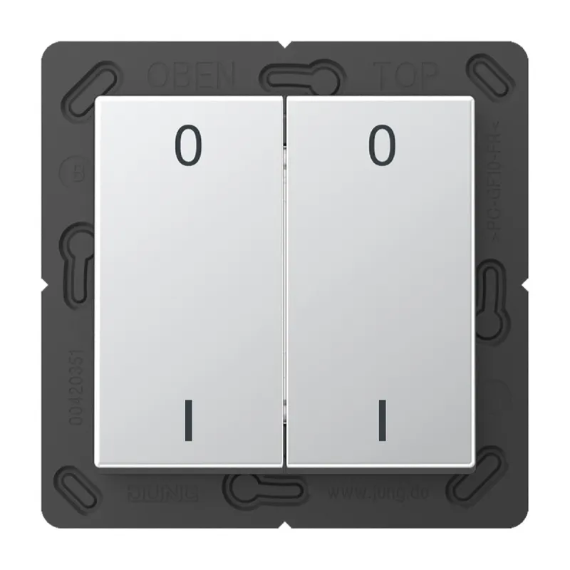 Jung EnOcean Funk-Wandsender 4-kanalig, Symbole 0 I, Serie A, aluminium ENOA595-01AL