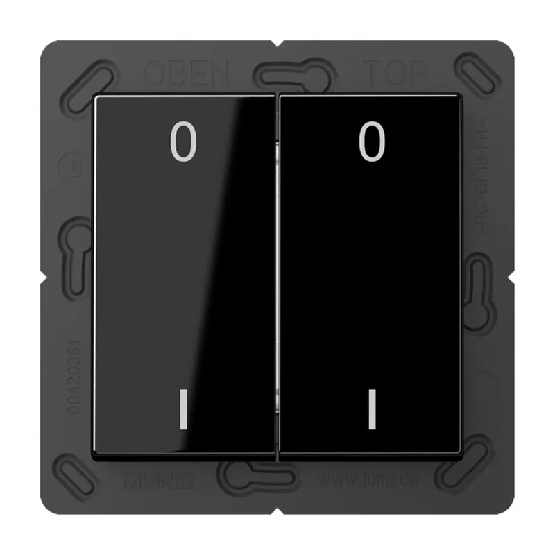 Jung EnOcean Funk-Wandsender 4-kanalig, Symbole 0 I, Serie A, schwarz ENOA595-01SW