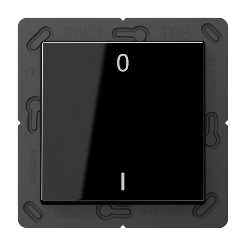 Jung EnOcean Funk-Wandsender 2-kanalig, Symbole 0 I, Serie A, schwarz ENOA590-01SW