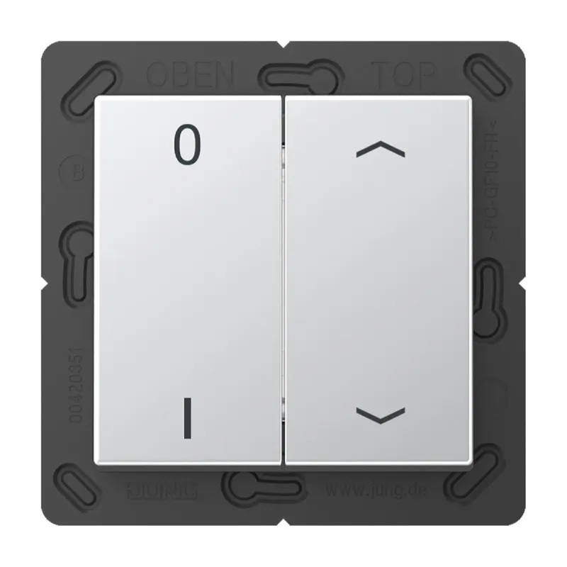 Jung EnOcean Funk-Wandsender 4-kanalig, Symbole 0 I und Pfeil, Serie A, aluminium ENOA595P01AL