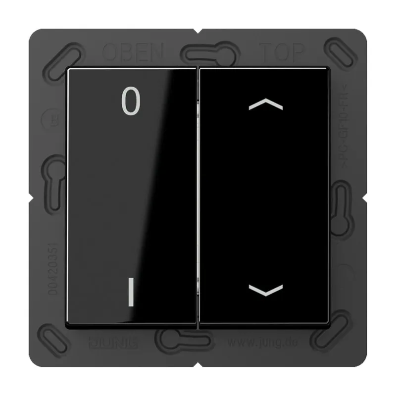 Jung EnOcean Funk-Wandsender 4-kanalig, Symbole 0 I und Pfeil, Serie A, schwarz ENOA595P01SW