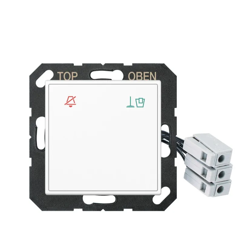 Jung Hotelabdeckung Glas mit LED-Einheit 24 V, Außenstelle, Serie A, alpinweiß ACUKO6M24WW