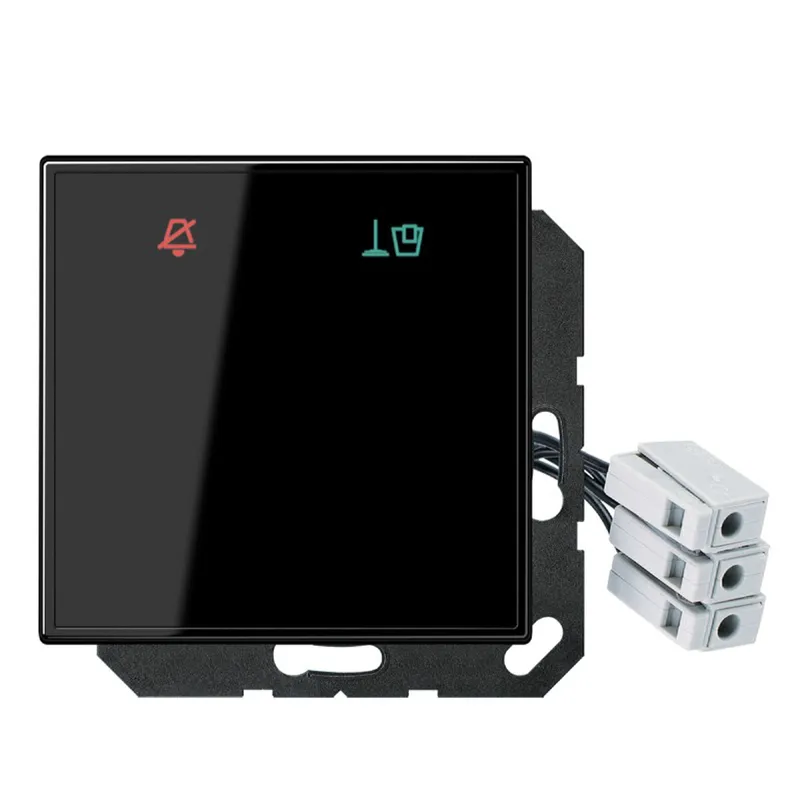 Jung Hotelabdeckung Glas mit LED-Einheit 24 V, Außenstelle, Serie LS, schwarz LSCUKO6M24SW