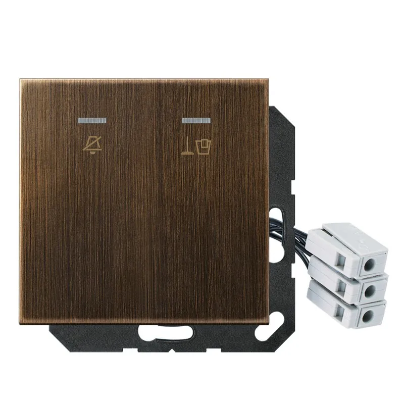Jung Hotelabdeckung mit LED-Einheit 24 V, Außenstelle, Serie LS, Messing antik MECUKO5M24AT