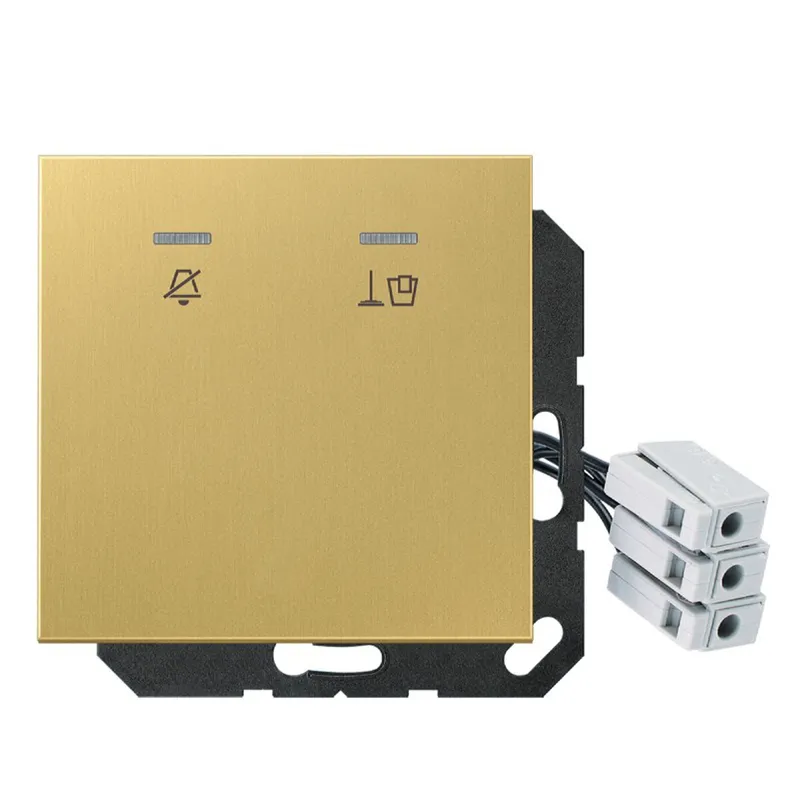 Jung Hotelabdeckung mit LED-Einheit 24 V, Außenstelle, Serie LS, Messing classic MECUKO5M24C