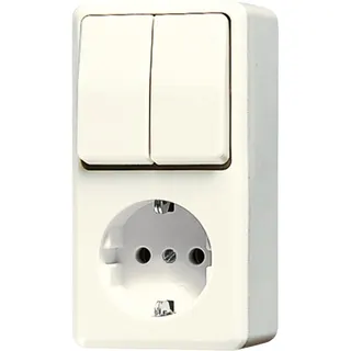Jung SCHUKO®-Steckdose 16 A 250 V ~ mit Serienschalter 10 AX 250 V ~, AP 600, weiß 675A