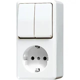 Jung SCHUKO®-Steckdose 16 A 250 V ~ mit Serienschalter 10 AX 250 V ~, AP 600, alpinweiß 675AWW