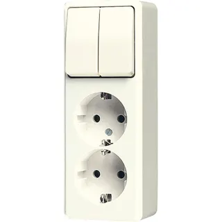 Jung SCHUKO®-Zweifach-Steckdose 16 A 250 V ~ mit Serienschalter 10 AX 250 V ~, AP 600, weiß 625A