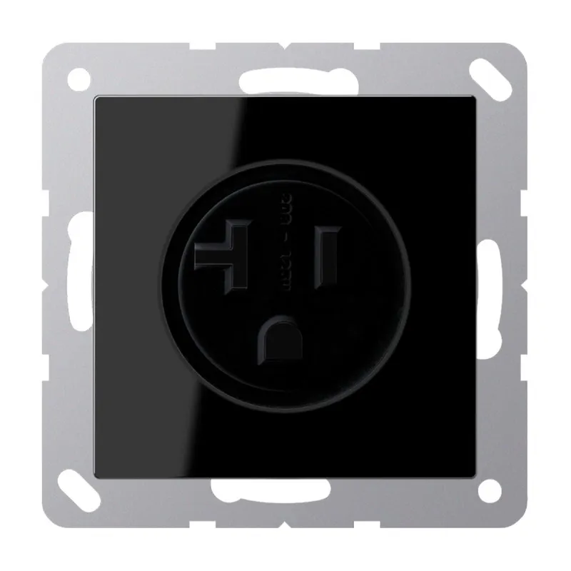 Jung Steckdose, US-Norm NEMA, 20 A 125 V ~, Schraubklemmen, ohne Krallen, Thermoplast, Serie A, schwarz A521-20SW