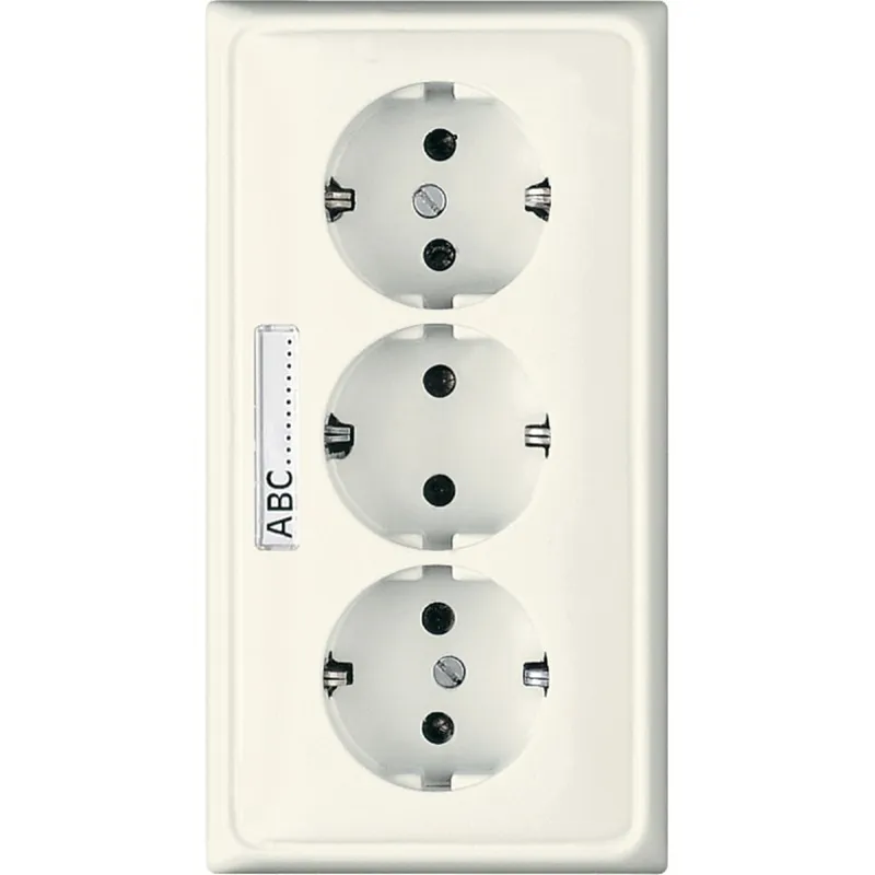 Jung Kabelkanal-SCHUKO®-Steckdose, 3fach, 16 A 250 V ~, mit Schriftfeld, Duroplast, Serie CD, weiß CD523NA