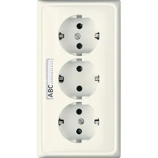 Jung Kabelkanal-SCHUKO®-Steckdose, 3fach, 16 A 250 V ~, mit Schriftfeld, Duroplast, Serie CD, weiß CD523NA