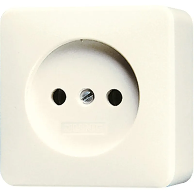 Jung Steckdose ohne Schutzkontakt, 16 A 250 V ~, 34 mm, AP 600, weiß 611A